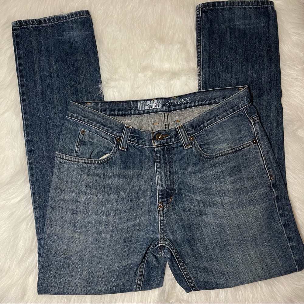 Mens Freeworld Messenger Blue Skinny Jeans